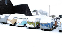Camper vans in storage